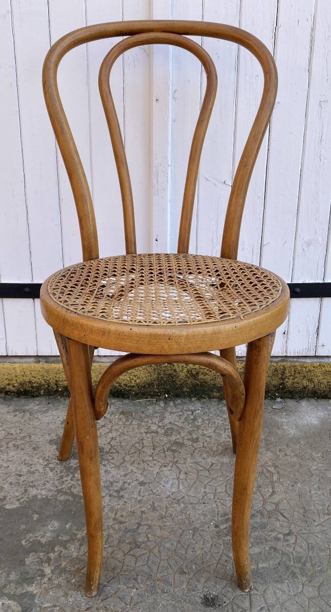 Chaise bistrot en bois courbé et cannage Horgen Glaris, Suisse vers 1900