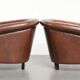 Set of 2 cognac-coloured cow leather club armchairs in English style