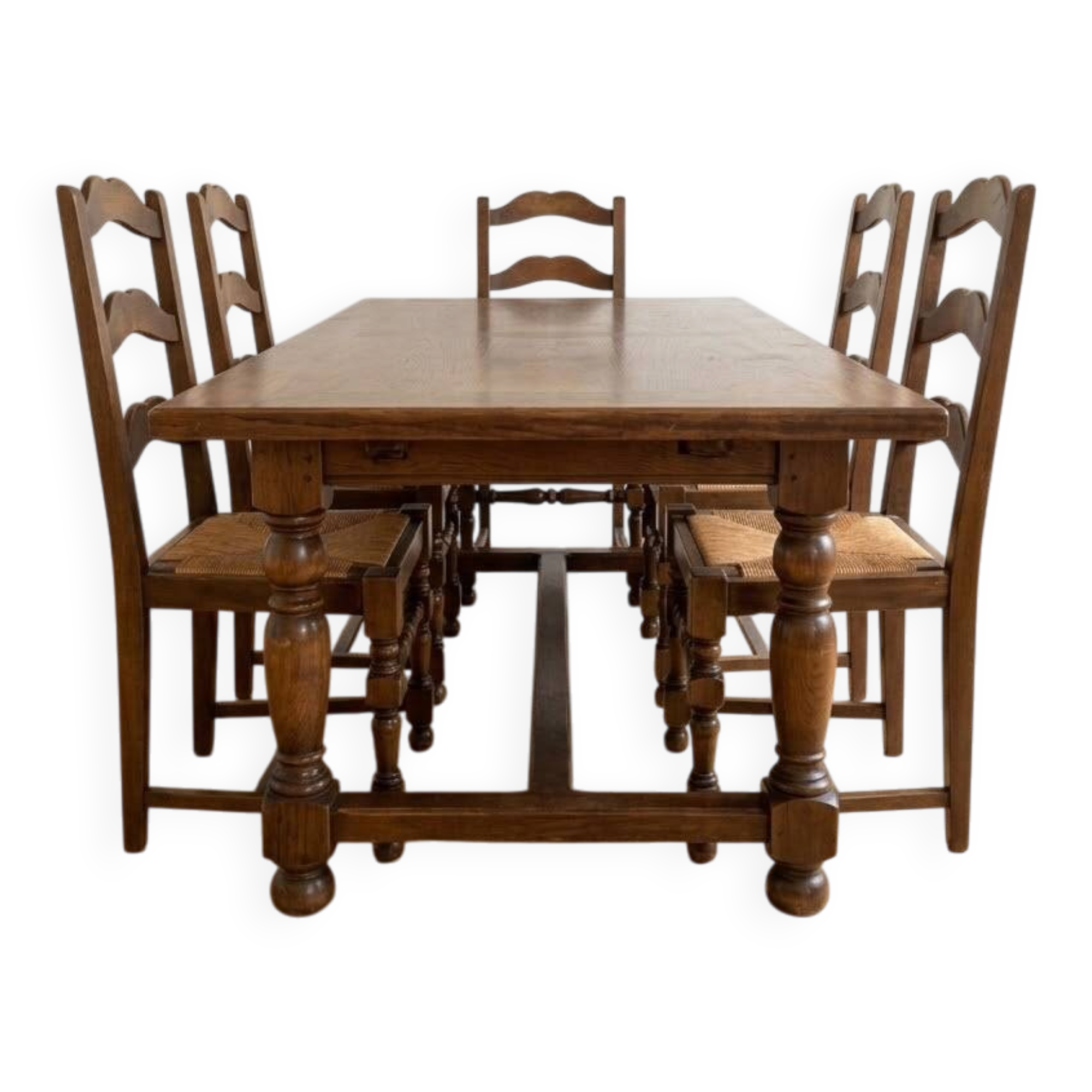 Farmhouse table and 6 solid wood chairs