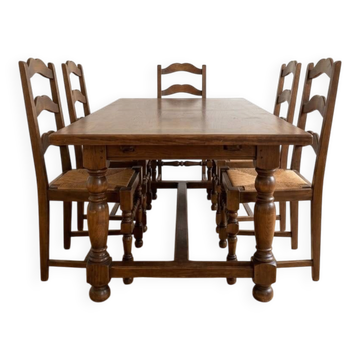 Farmhouse table and 6 solid wood chairs
