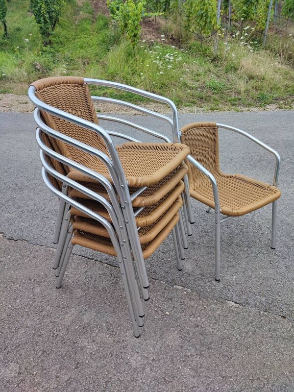 Chaises scoubidou et aluminium