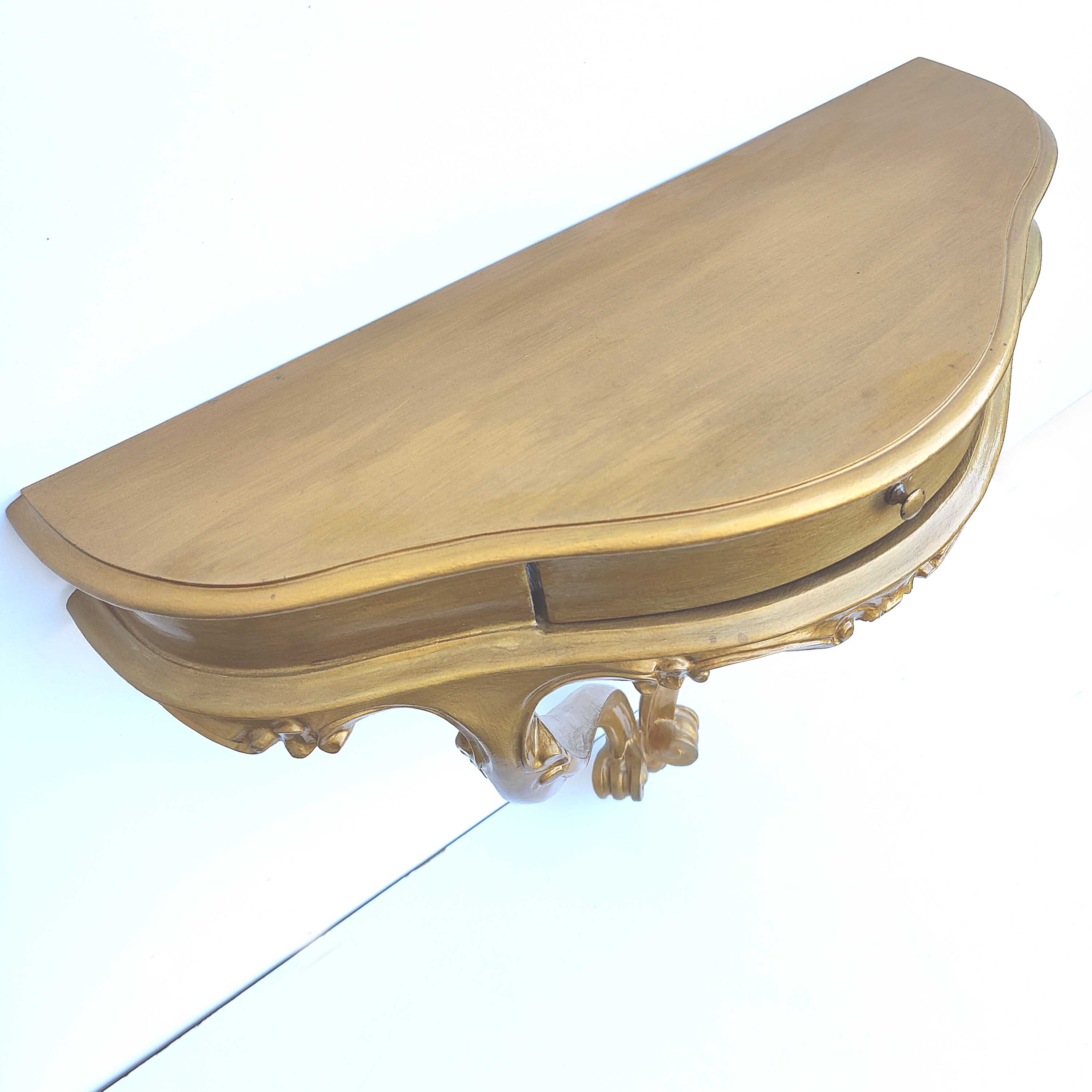 Wall console / gold shelf with drawer