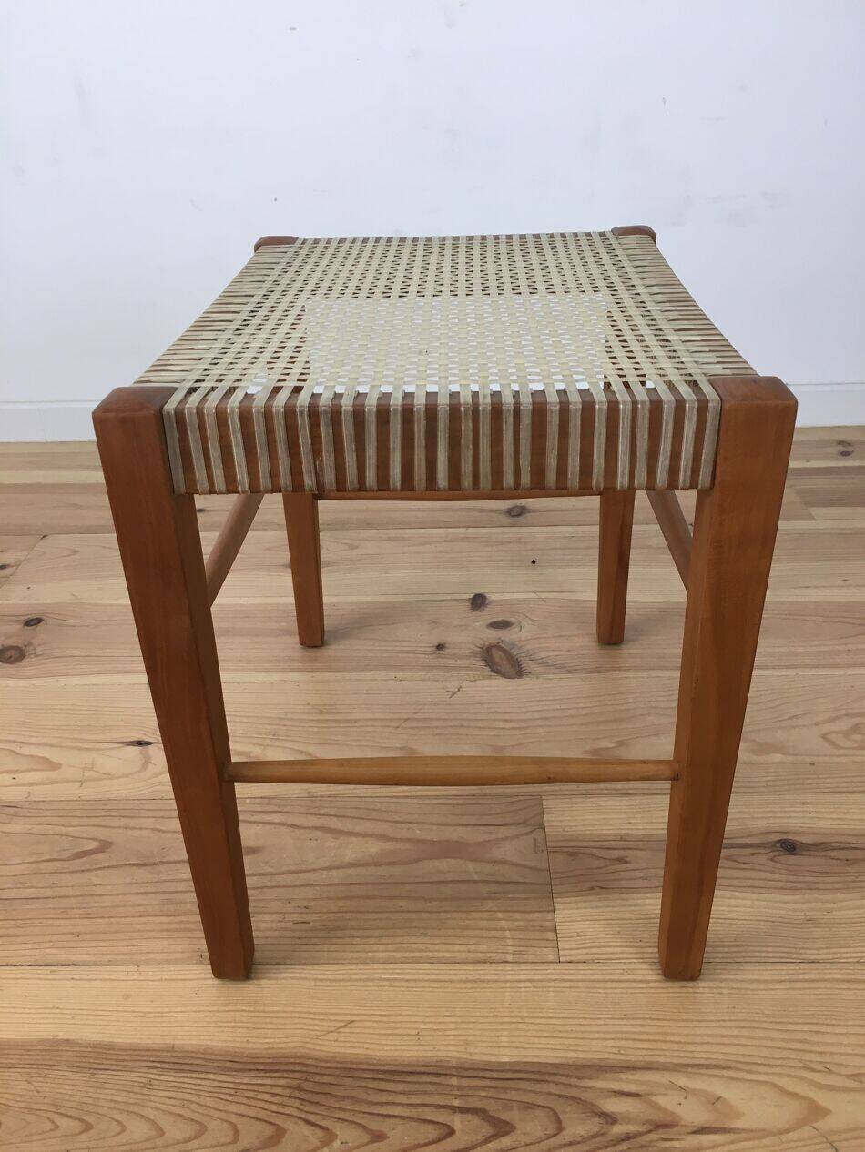 Scandinavian stool from the 1960s with caning and wood.
