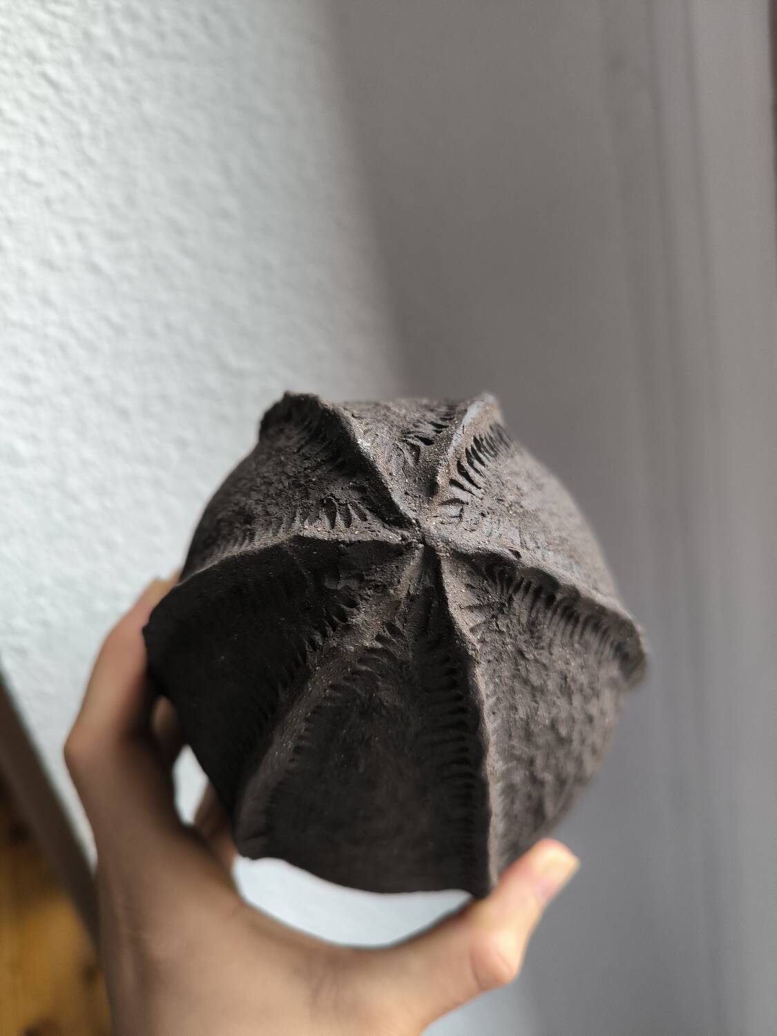 Duo sculpture art design egg planet ceramic black stoneware chamotte signé