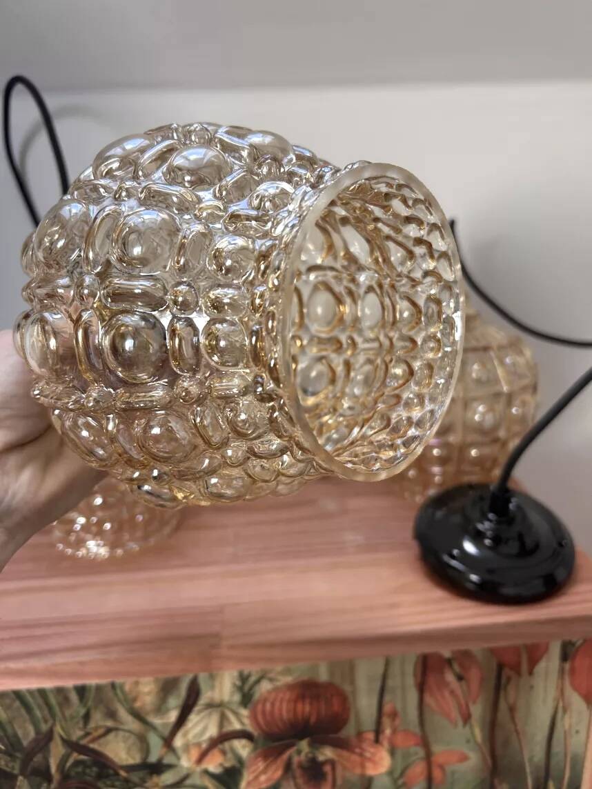 Set of three Scandinavian glass pendant lights