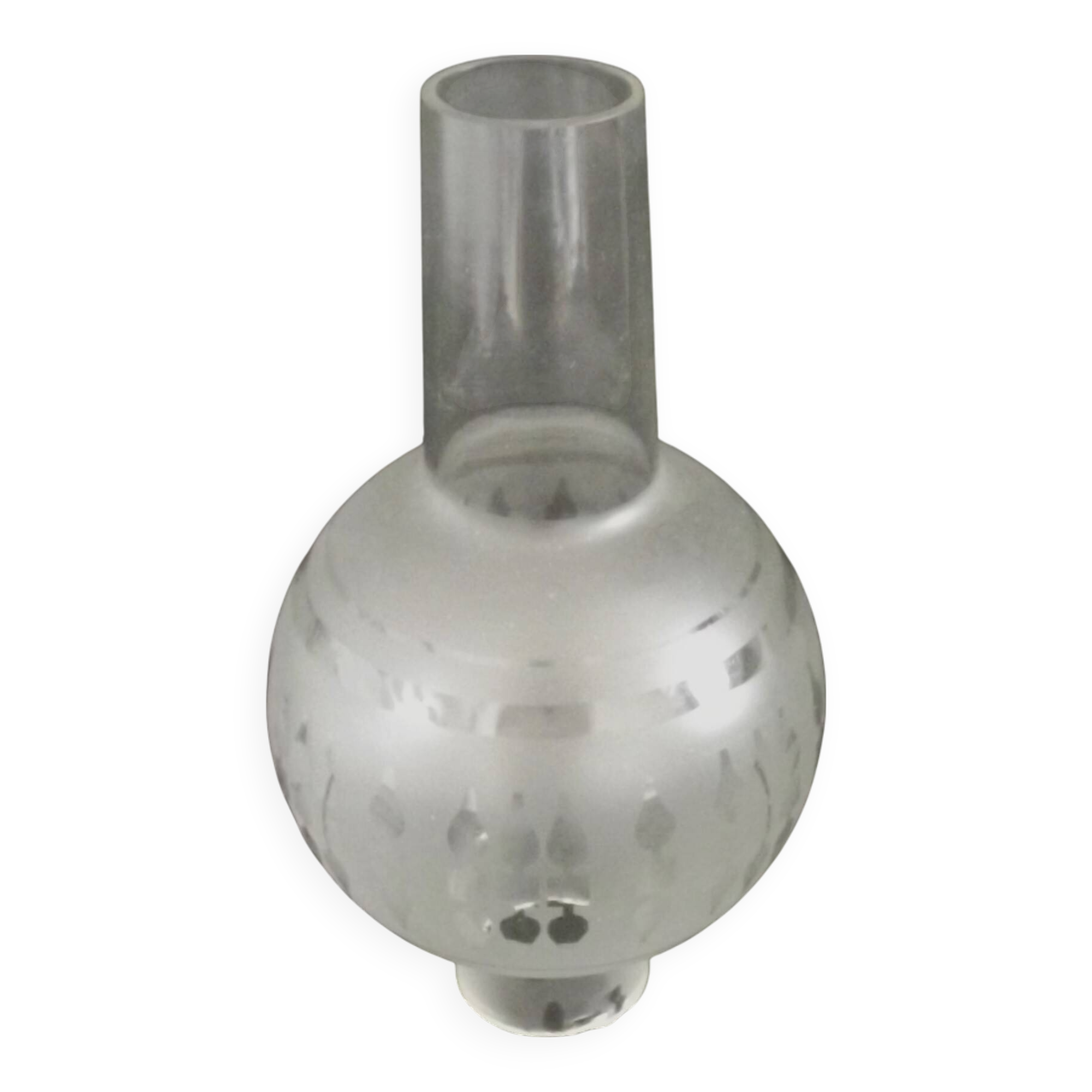 French vintage funnel glass lamp shade – opaque and clear geometric pattern 2