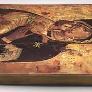 Religious ICON of the Virgin Vladimir Holy Theotokos on wooden support