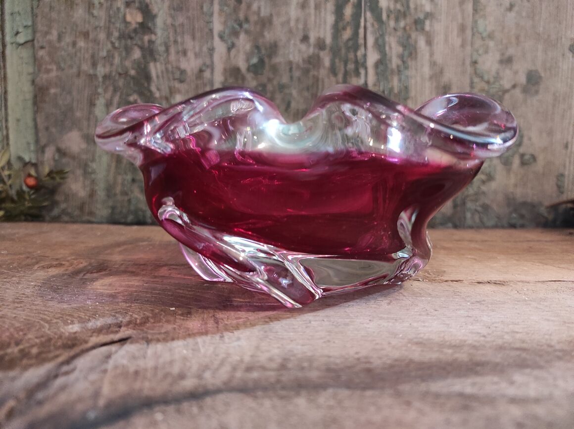 Cendrier vintage des années 60-70 en verre violet de Murano