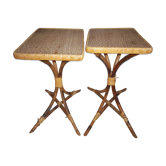 Paire de sellette en rotin et bambou de 1960