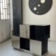 Cubes rétro des années 1970, bar et cabinet de rangement en noir et acier par Roberto Monsani
