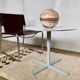 Table basse vintage guéridon rond  piétement étoile en fonte d'aluminium année 1980