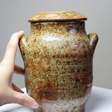 Decorative pot for spices in vintage Baudat style glazed artisanal stoneware.