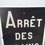 Authentic station sign stop trains of the large-format construction site