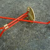 Ulisse cane stool/folding chair, red, Ivan Loss design, vintage Italian 1980s