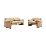 Set of Maralunga 2-seater & armchair by Vico Magistretti for Cassina, Italy