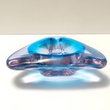 Large Triangular Blue Murano Glass Trinket Bowl - Ashtray, Italy