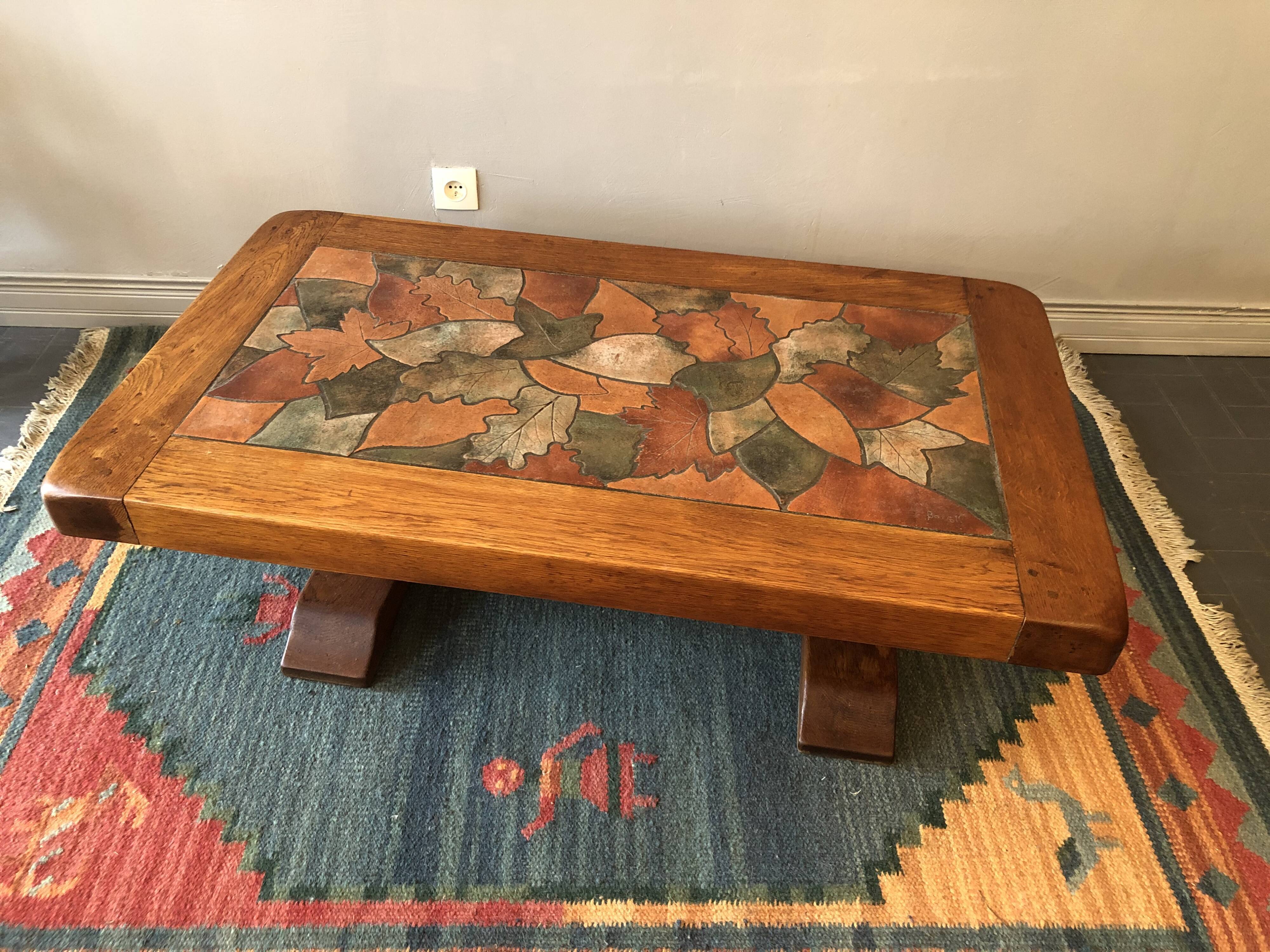 Oak and ceramic coffee table