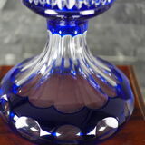 Cobalt blue carved crystal vase - Cristallerie de Lorraine