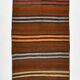 Brown & Orange Stiped Mid Century Vintage Kilim Rug, 75x387 Cm