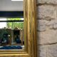 Antique mirror 86.5/69cm Louis-Philippe gilded with gold leaf, engraved decoration.