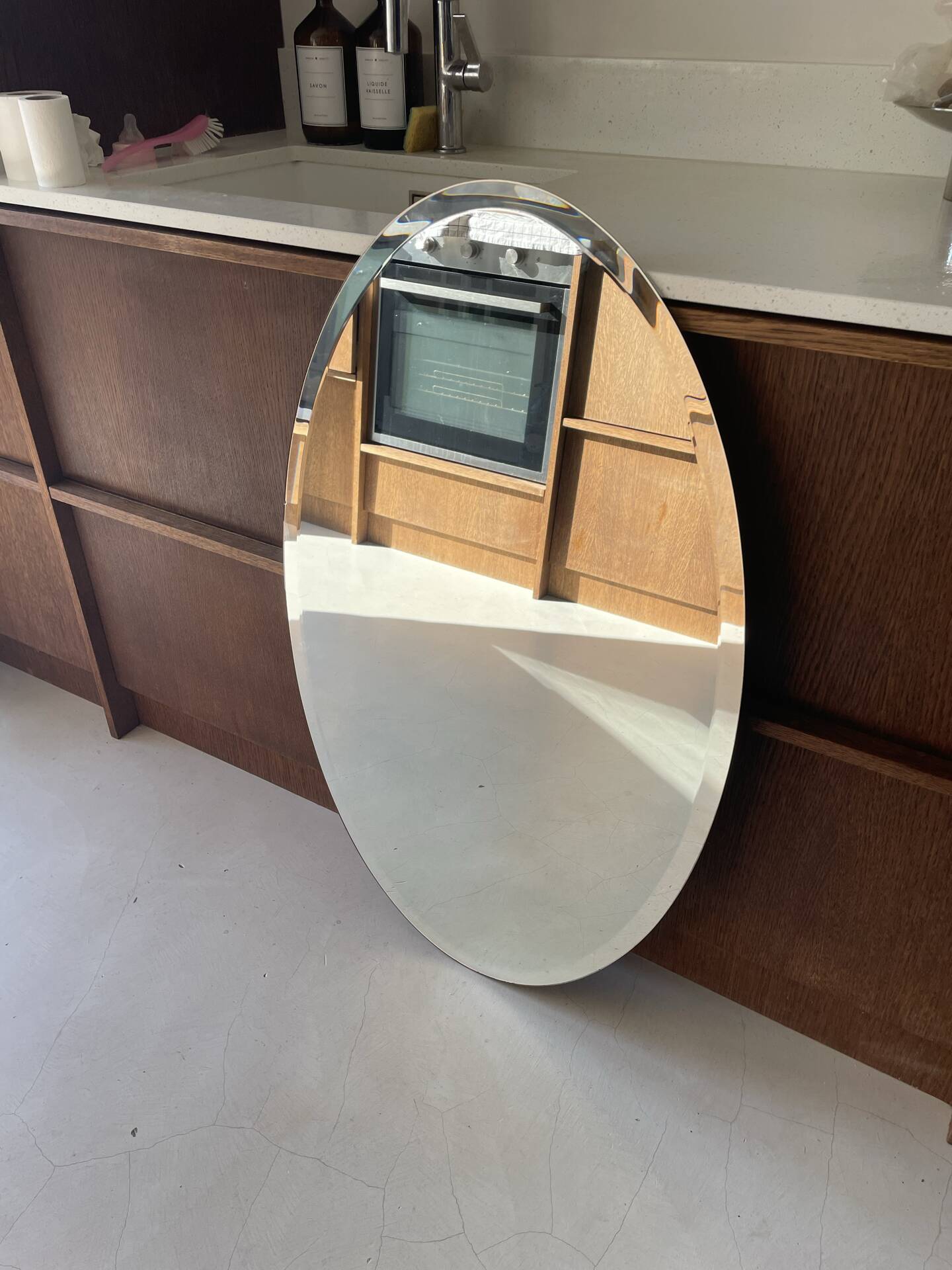 Grand miroir ovale vintage