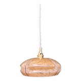 Vintage art deco pendant light with a yellow and white Clichy glass lampshade