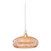 Vintage art deco pendant light with a yellow and white Clichy glass lampshade