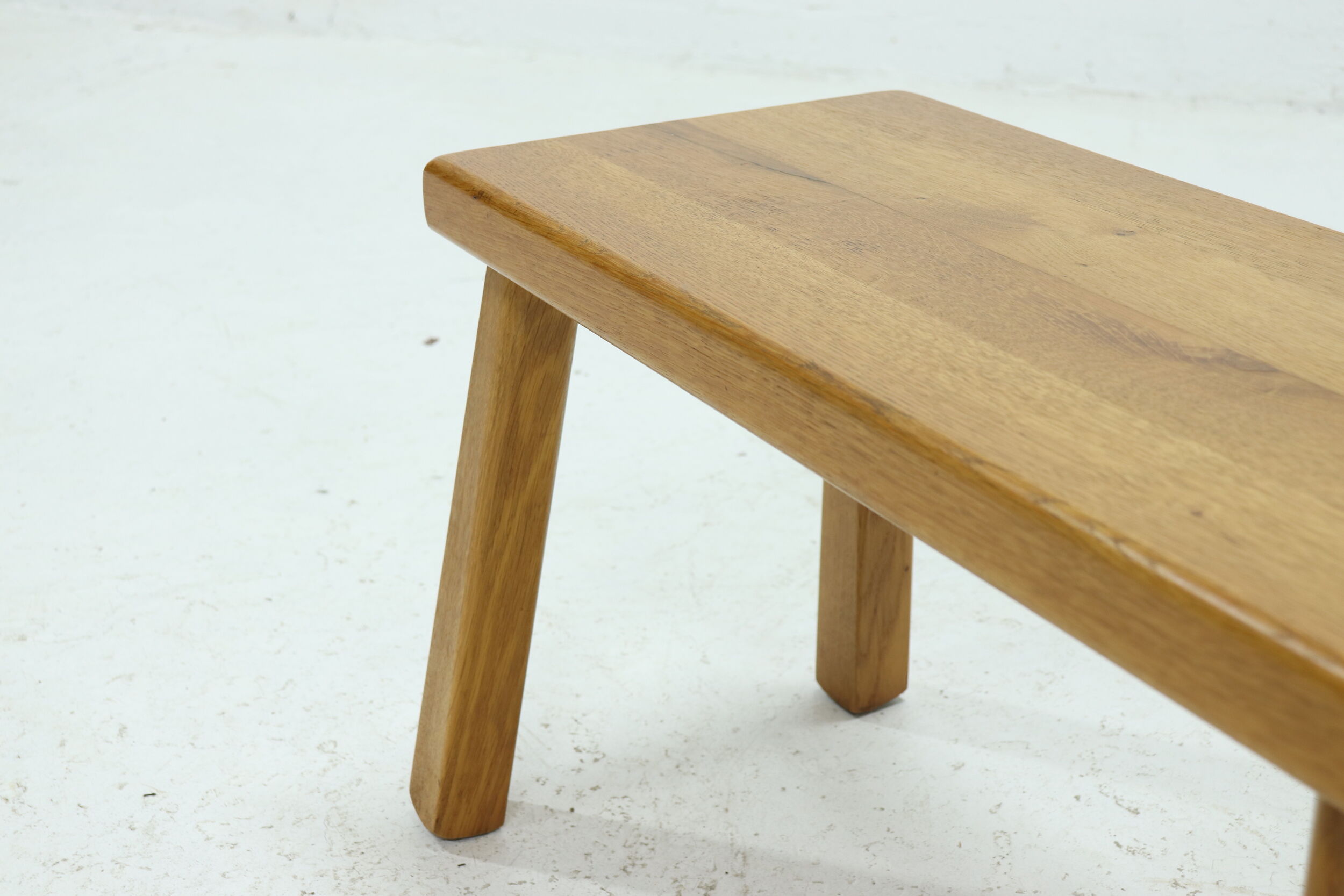 Solid oak brutalist side table or coffee table 1970s