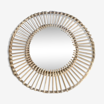 Miroir rond en bambou