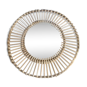 Miroir rond en bambou
