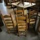 Set of 4 low straw-seated chairs circa 1940