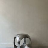 space age side table / stool in brushed aluminum, 1970 design