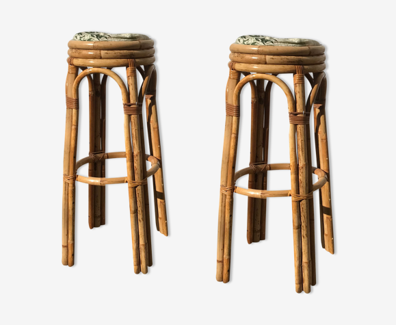 Pair of rattan bar stools | Selency