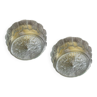 Murano Glass Flushmounts Set of 2 1970’s