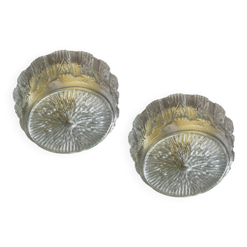 Murano Glass Flushmounts Set of 2 1970’s