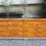 Rare pair of bedside tables in elm burl - 1970