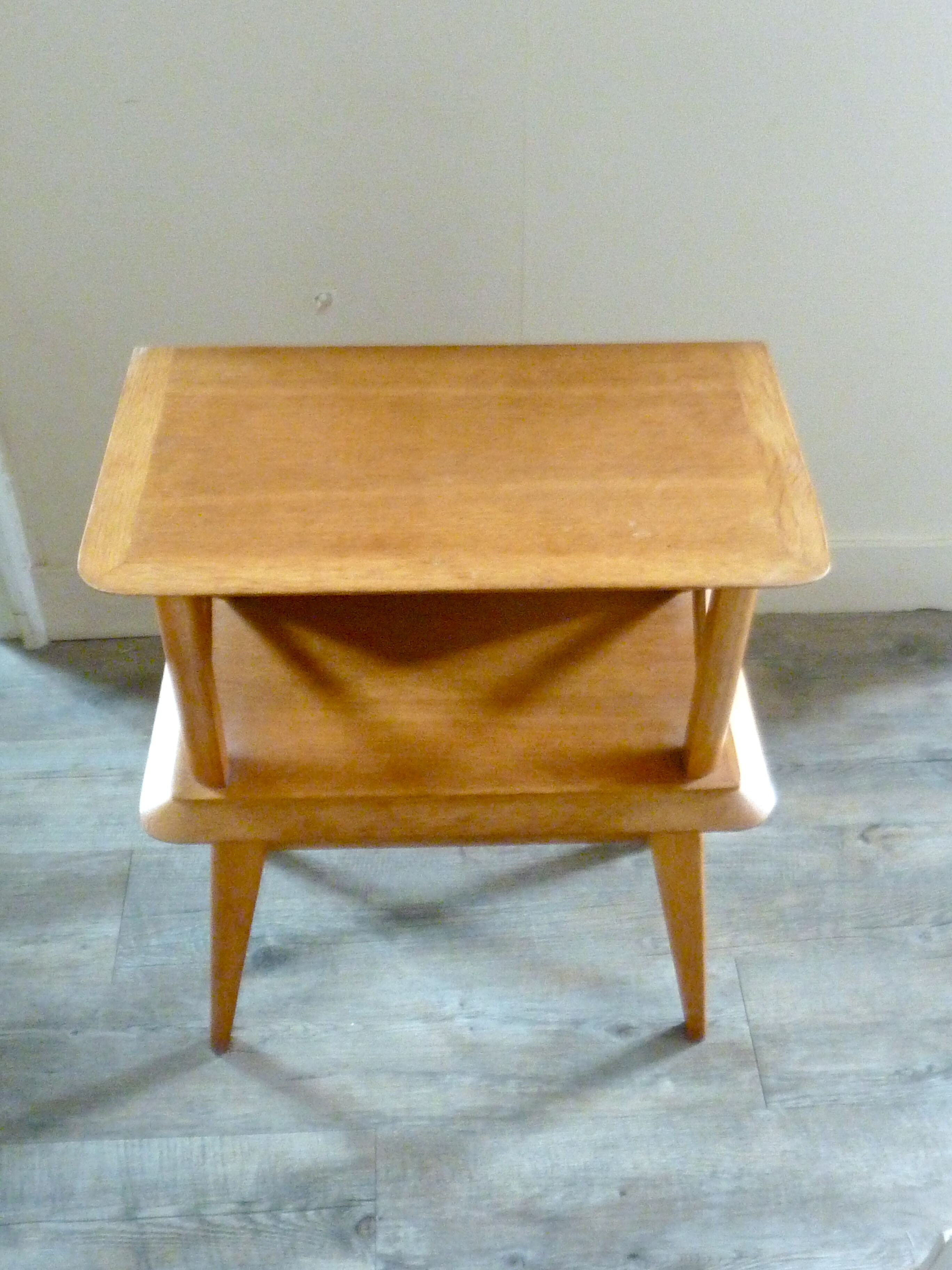 Bedside light wood with braces from the 1950s