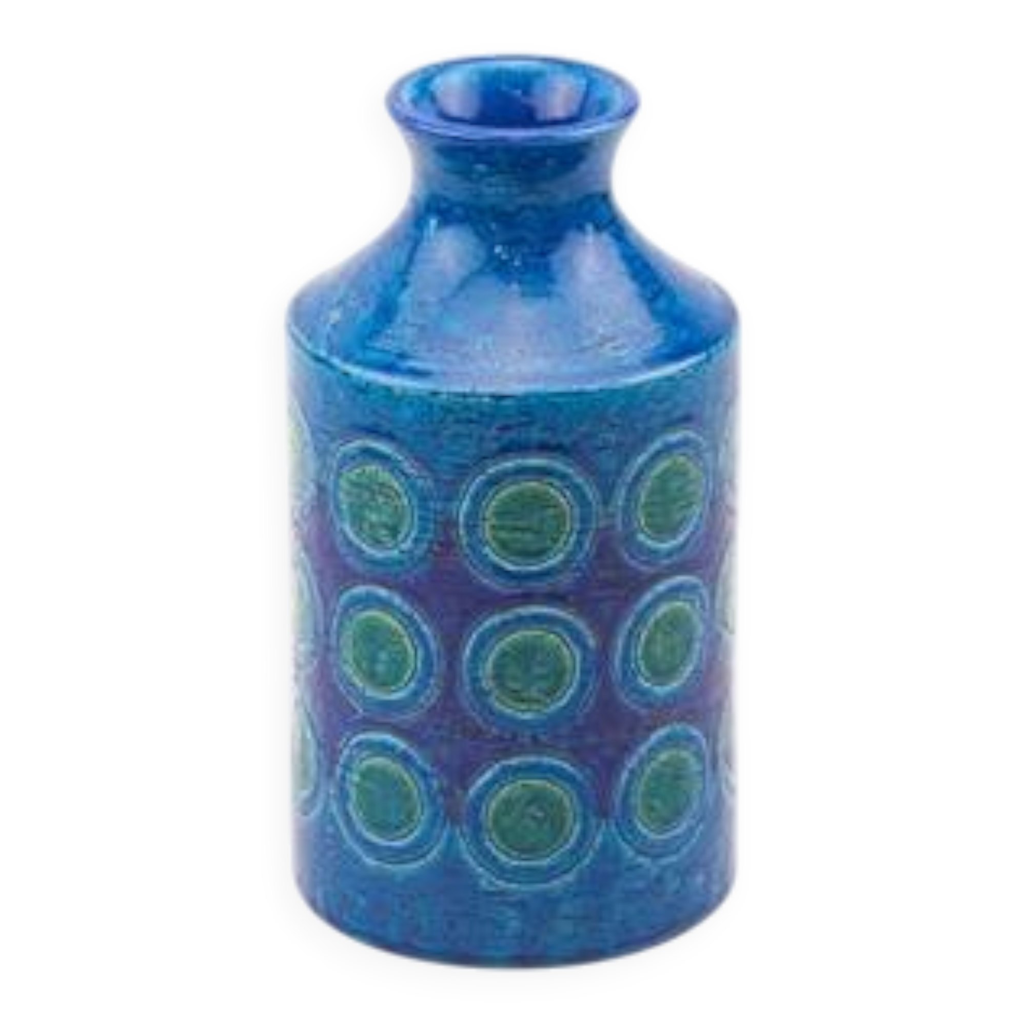Vintage Bitossi Rimini Blu vase in blue enamel - Aldo Londi 1960s