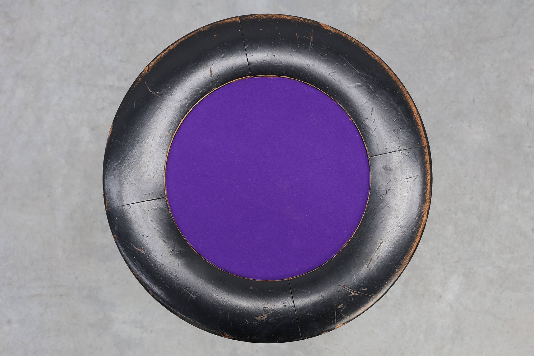 Black and purple adjustable velvet art deco piano stool, Belgium ca. 1910