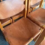 6 chaise regain orme massif et cuir epais