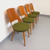Set of 4 vintage Baumann Mondor chairs in terry cloth wood