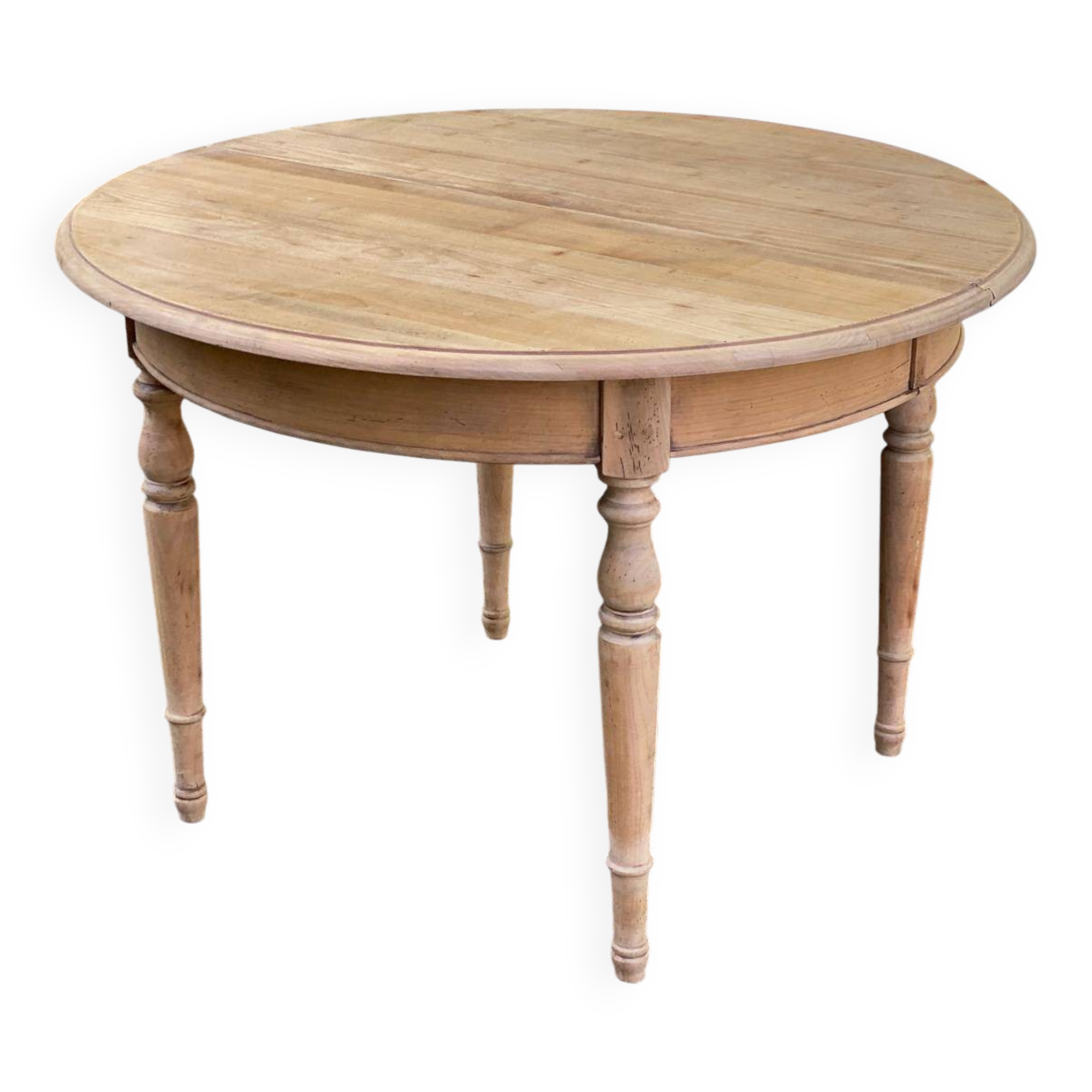 Louis Philippe 19th century extendable round table renovated in solid oak 200cm