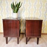 Pair of Vintage Wooden Nightstands: Mid-Century Modern Bedside Tables