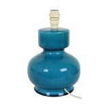 Italian Round Blue Ceramic Lamp Cracked 24cm