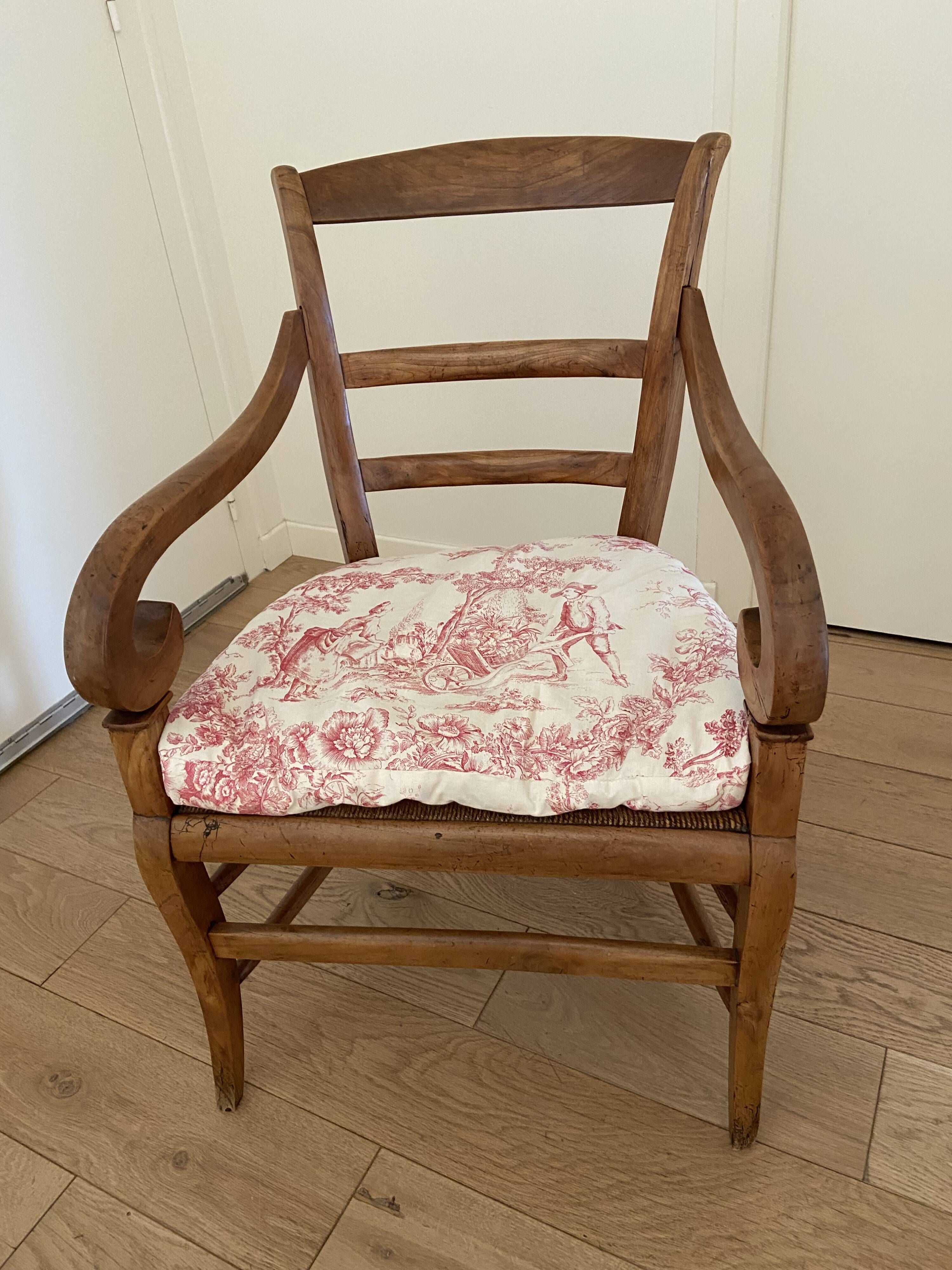 Fauteuil paillé Louis Philippe