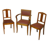 Sièges art déco assortis: 1 fauteuil bridge et 2 chaises
