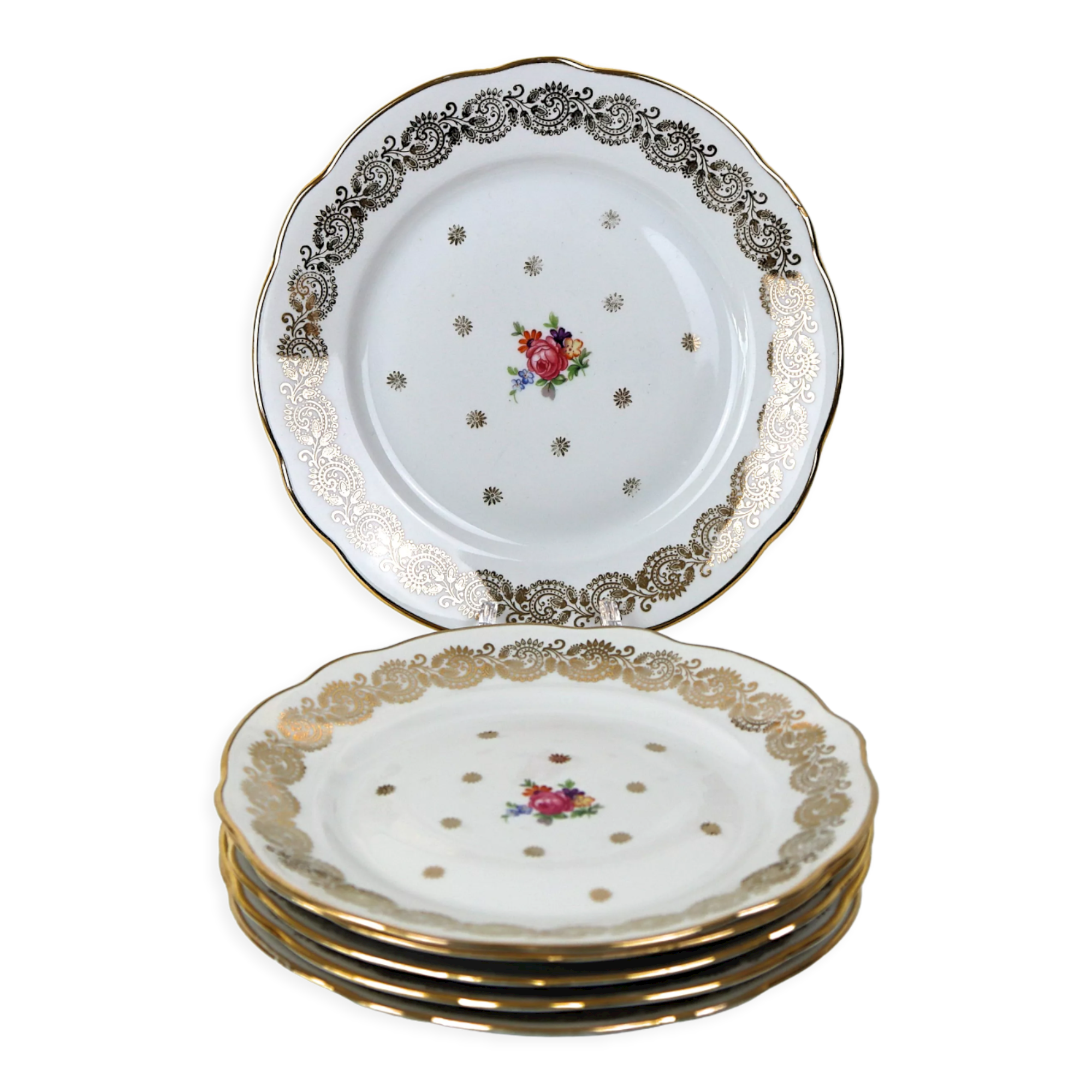 6 vintage porcelain dessert plates