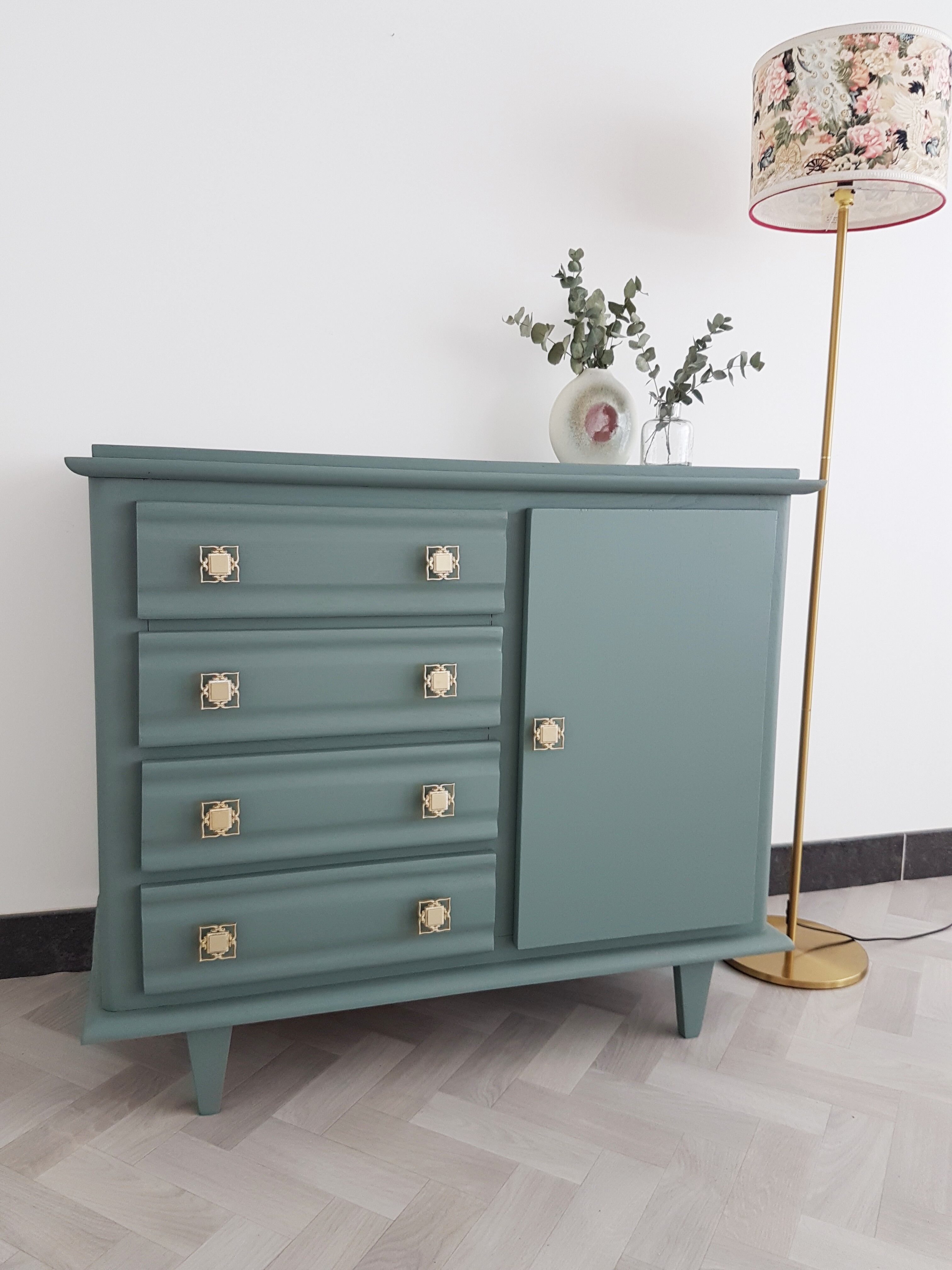 Gray art deco commode