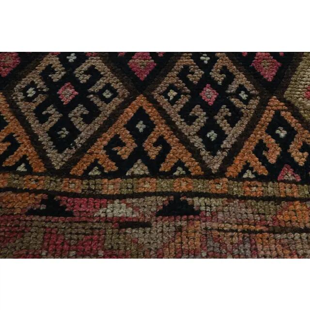 1970s Vintage Turkish Oushak Handmade Wool Cotton Pink Runner Rug 85x377
