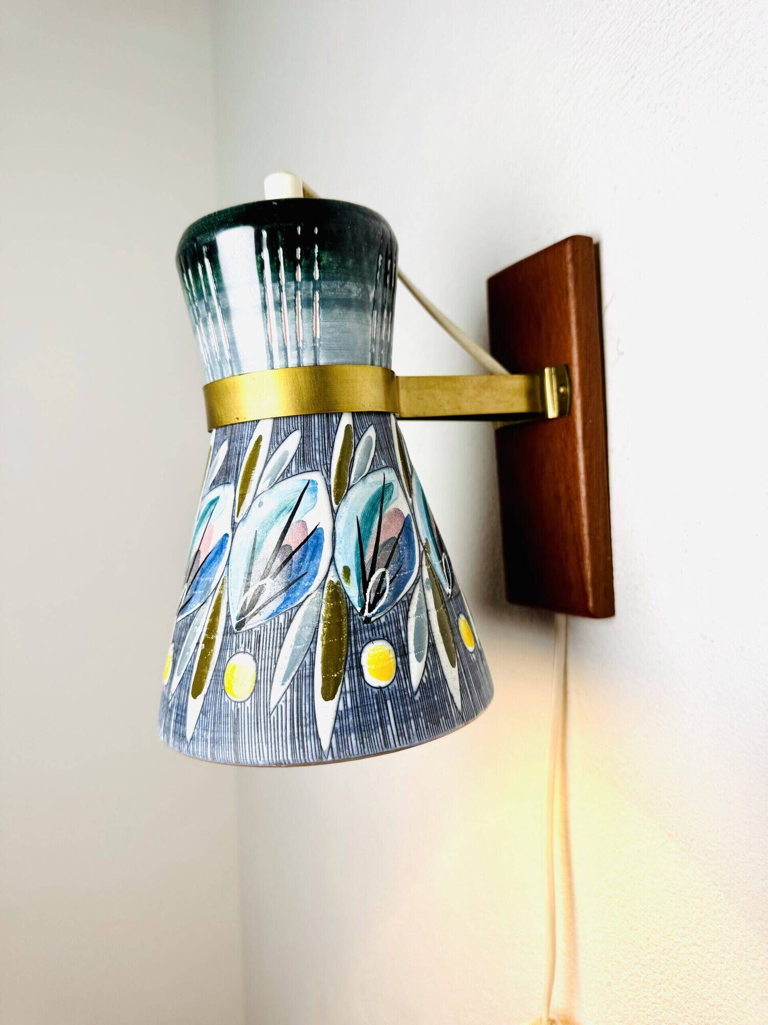 Decorative Sgraffito Ceramic Wall Lamp By Tilgmans Keramik, Sweden 1960S